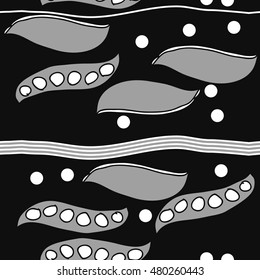 Seamless   horizontal  striped pattern of  peas . Hand drawn.