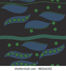 Seamless   horizontal  striped pattern of  peas . Hand drawn.