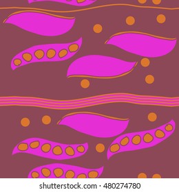Seamless   horizontal  striped pattern of  peas . Hand drawn.
