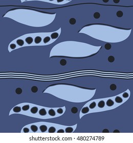 Seamless   horizontal  striped pattern of  peas . Hand drawn.