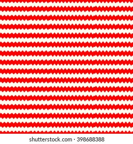 Seamless horizontal striped red white pattern. Abstract repeat zigzag lines texture background. Vector illustration