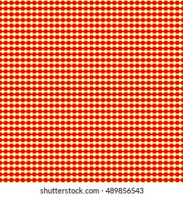 Seamless horizontal stylized wavy striped pattern. Repeated red engrailed lines on yellow background. Heraldry motif. Zigzag abstract wallpaper. Jagged vector illustration 
