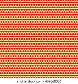 Seamless horizontal stylized wavy striped pattern. Repeated red engrailed and invected lines on yellow background. Heraldry motif. Zigzag abstract wallpaper. Jagged vector illustration 