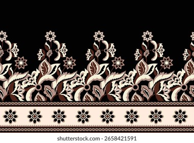 Nahtloses horizontales Stammesmuster-Design. Ethisches Muster von Hand zeichnen