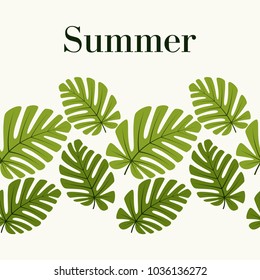 Seamless horizontal tropical pattern. Floral ornament.