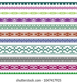 Seamless Horizontal Vector Borders With Caucasian Motifs