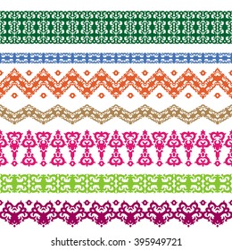 Seamless Horizontal Vector Borders With Caucasian Motifs