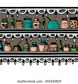Seamless horizontal vector pantry