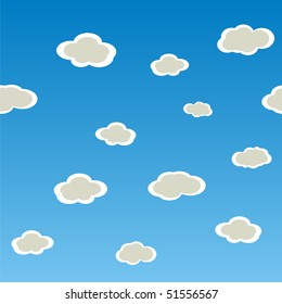 Seamless  horizontal vector texture with clouds