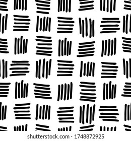 Seamless horizontal and vertical box lines pattern. Chess lineat hand draw background
