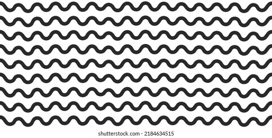 Seamless horizontal wavy lines pattern vector background. Hand drawn waves for abstract zigzag texture banner.