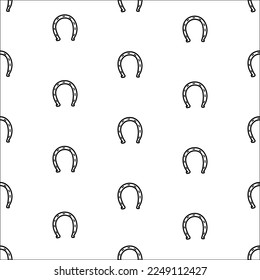 Seamless horseshoe pattern, black and white vector