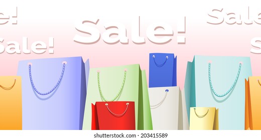 seamless horzontal pattern with various sale bags 