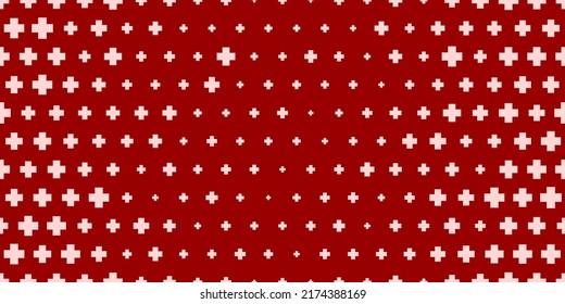 Seamless hospital background with plus symbols. White symbol of medicine on a red background. Vector illustration