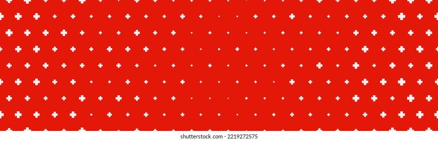 Seamless hospital background with plus symbols. White symbol of medicine on a red background. Vector illustration
