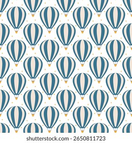 Seamless hot air balloon pattern design perfect for a children's illustration