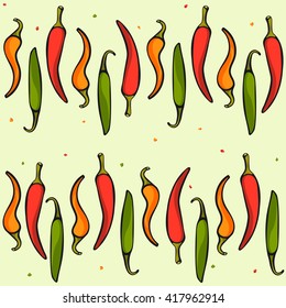 Seamless hot chili peppers pattern. Vector illustration