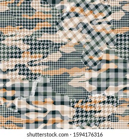 Seamless hounds tooth and  camouflage   pattern