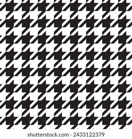 Seamless houndstooth black and white vector pattern background