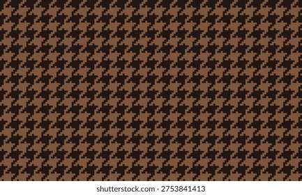 Seamless houndstooth fabric in dark and light brown shades offers a vintage and warm feel, perfect for garment making, bags, or scarves, adding a classic touch to any fashion style.