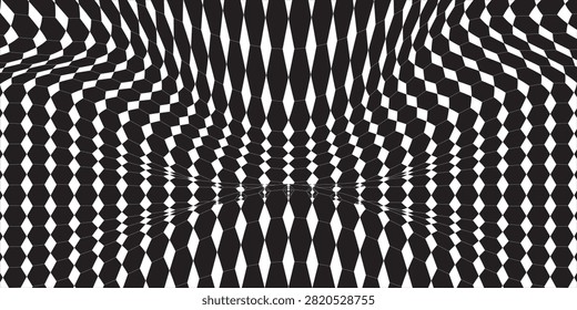 Seamless houndstooth fabric pattern, black and white, classic and elegant design, suitable for backgrounds or clothing patterns, communicating modernity and uniqueness.
