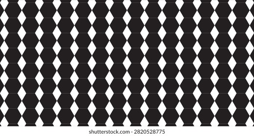 Seamless houndstooth fabric pattern, black and white, classic and elegant design, suitable for backgrounds or clothing patterns, communicating modernity and uniqueness.