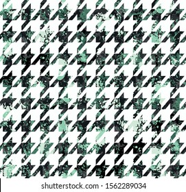 Seamless houndstooth mint green marbling effect pattern. textile vector design