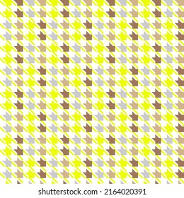 Fondo de patrón de patas sin mancha con amarillo y marrón. Textura de gala de gallo vintage para la industria textil y de la moda. Patrón clásico para la impresión de moda. Vector