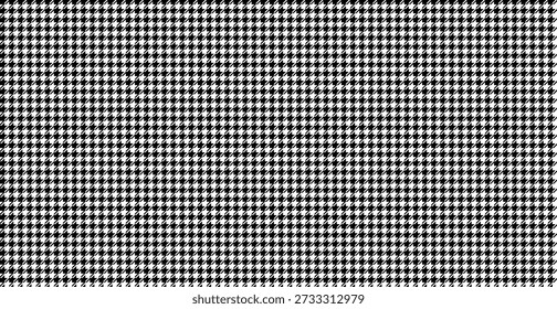 Padrão houndstooth sem costura em preto e branco clássico. Ornamento quadriculado geométrico vetorial, impressão têxtil tradicional pied-de-poule para design de moda, tecido e fundo de embalagem de luxo.
