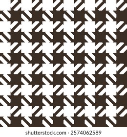 Seamless houndstooth pattern. Classic plaid design. It is characterized by a pattern of alternating squares resembling a scattered star in two colors.