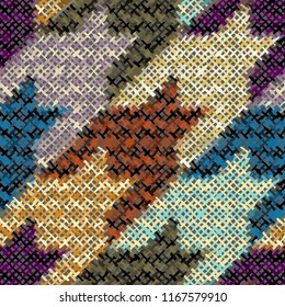 Seamless Hounds-tooth pattern. Imitation of a texture of rough canvas. Vector image.