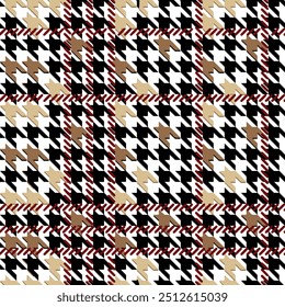 Seamless houndstooth pattern with isolated hand drawn art houndstooth background elements in brown and black colors