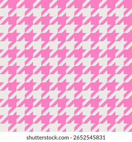 Seamless houndstooth pattern in pink and cream