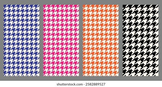 Seamless houndstooth pattern set. Colorful houndstooth set. EPS vector illustration