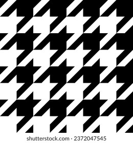Seamless houndstooth texture. Black and white checkered pattern. Classic plaid design.