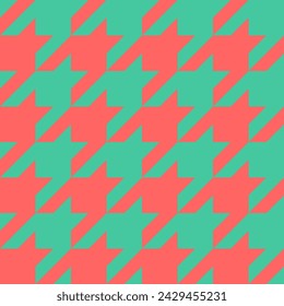 Seamless houndstooth texture. Pink and teal checkered pattern. Classic plaid design.