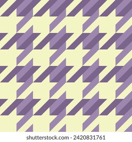 Seamless houndstooth texture. Yellow and purple checkered pattern. Classic plaid design.