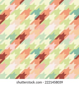Seamless houndstooth vector pattern. Classical English checkered textile design. Spring color and retro style Backgrounds textures.	
