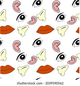seamless human senses.nose ear eye eyebrow