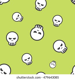 Seamless Human Skull Halloween Holiday Pattern Background