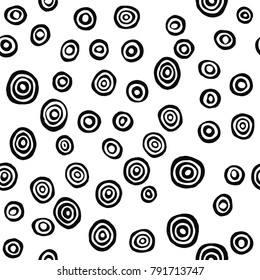 Seamless hypnotic pattern with handmade spirals.  Vector illustration.