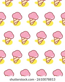 Seamless ice cream cone pattern on clean white background