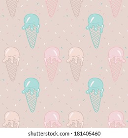 Seamless ice cream pastel pattern