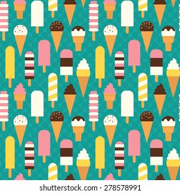 Seamless ice cream pattern.