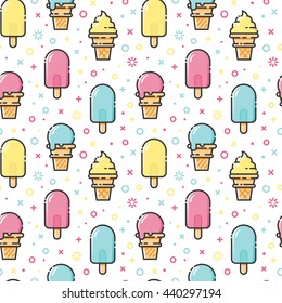 Seamless ice cream pattern.
