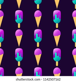 Seamless ice cream pattern colorful background. Nice and beautiful vector illustration