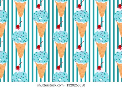 Seamless Ice Cream Pattern Design for Gift Wrapping, Product Packaging, Scrapbooking, Personal Project etc