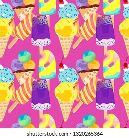 Seamless Ice Cream Pattern Design for Gift Wrapping, Product Packaging, Scrapbooking, Personal Project etc