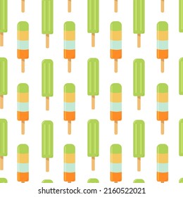 Seamless ice cream pattern. Fruit ice and ice cream on a stick. Flat style vector image