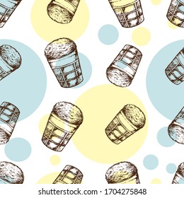Seamless ice cream pattern, fun, cute. For fabric, Wallpaper. Vector graphics.